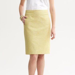 Banana Republic pale yellow tweed pencil skirt